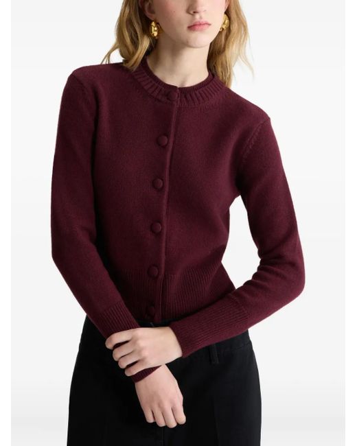 Patou Purple Double-Collar Wool Cardigan