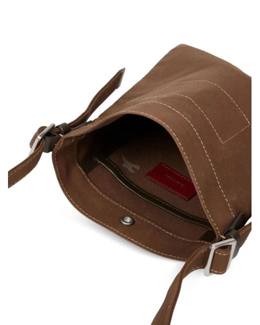 Paul Smith Brown Text-Print Messenger Bag for men