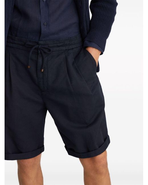 Brunello Cucinelli Blue Drawstring-waistband Knee-length Bermuda Shorts for men