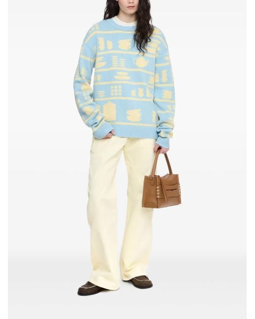 J.W. Anderson Blue Crockery-Jacquard Jumper