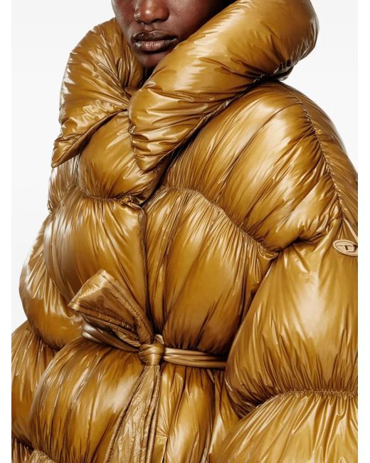 DIESEL Yellow Quilted Belted Long Coat