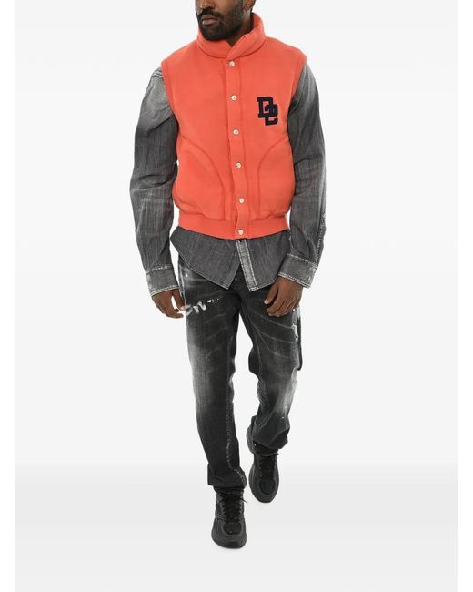 DSquared² Orange Snap-Button Gilet for men