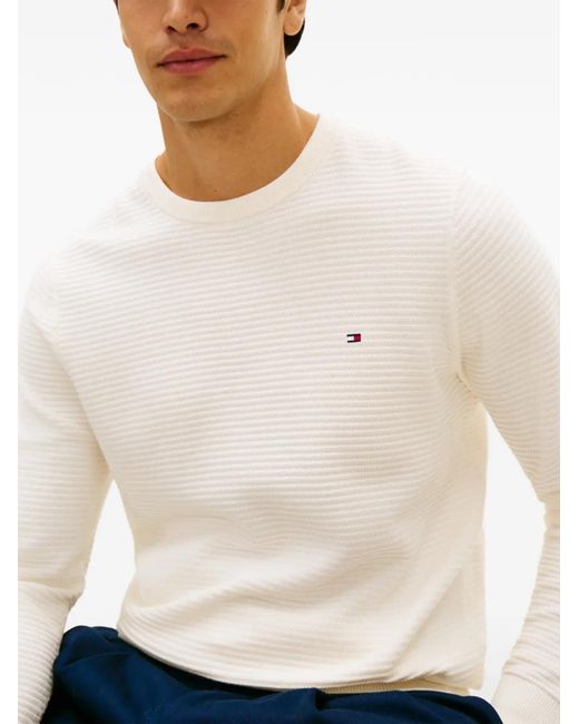 Tommy Hilfiger White Textured Sweater for men