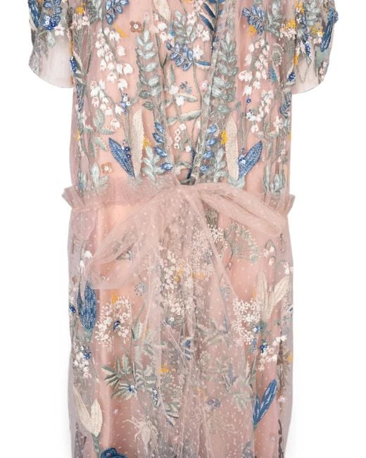 Biyan White Araina Embroidered Tulle Dress