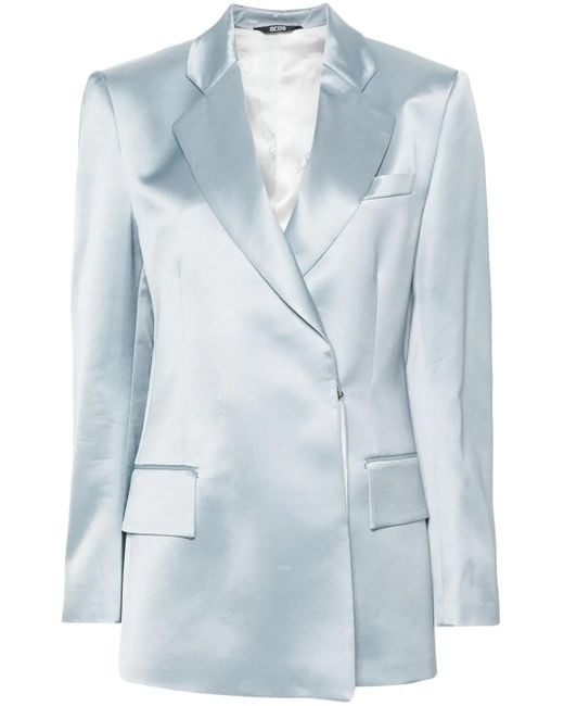 Gcds Blue Satin Single-Breasted Blazer