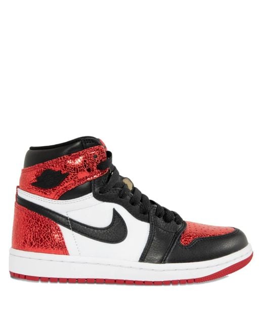 Nike Red Air 1 Retro High-Top Leather Sneakers