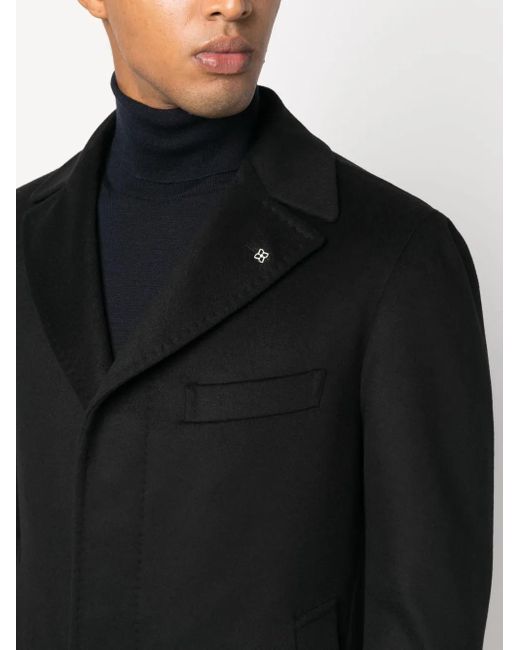 Tagliatore Black Concealed-Fastening Virgin Wool Jacket for men