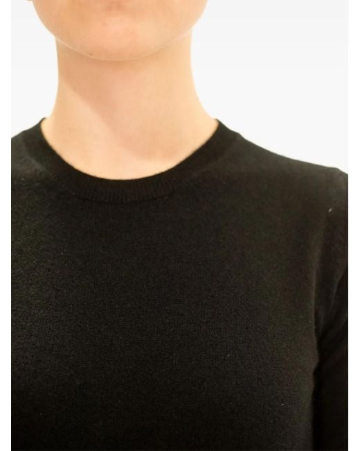 LA ROSE Black Crew-Neck Cashmere T-Shirt
