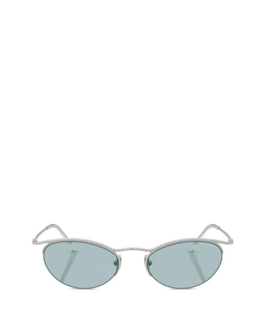 Giorgio Armani Blue Braided Oval-Frame Sunglasses