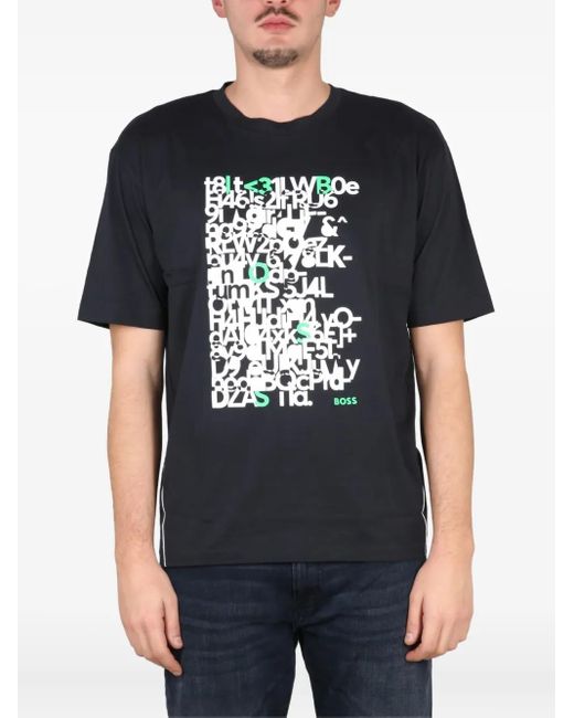 Boss T-Shirt Met Grafische Print in het Black voor heren