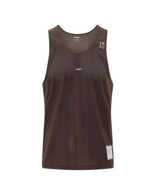 Satisfy Brown Space-O Perforated Singlet for men