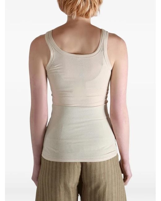 Baserange Natural Heart-Detail Ribbed Tank Top