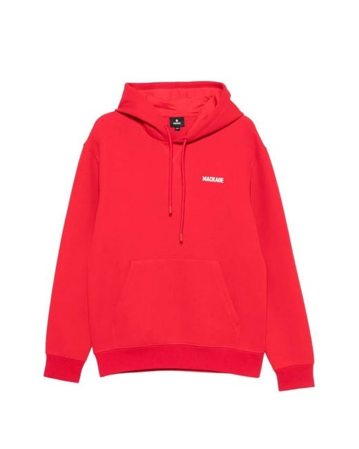 Mackage Red Konton-Z Logo-Print Drawstring Hoodie for men