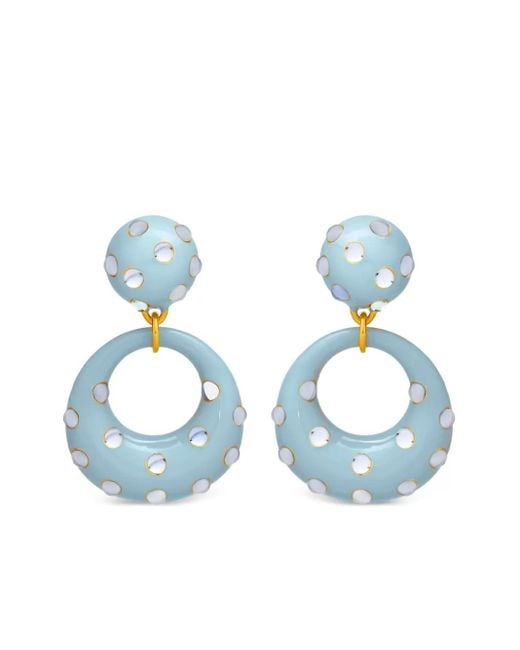 Oscar de la Renta Blue Stones Round Earrings