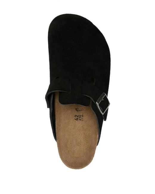 Birkenstock Black Boston Suede Slippers for men