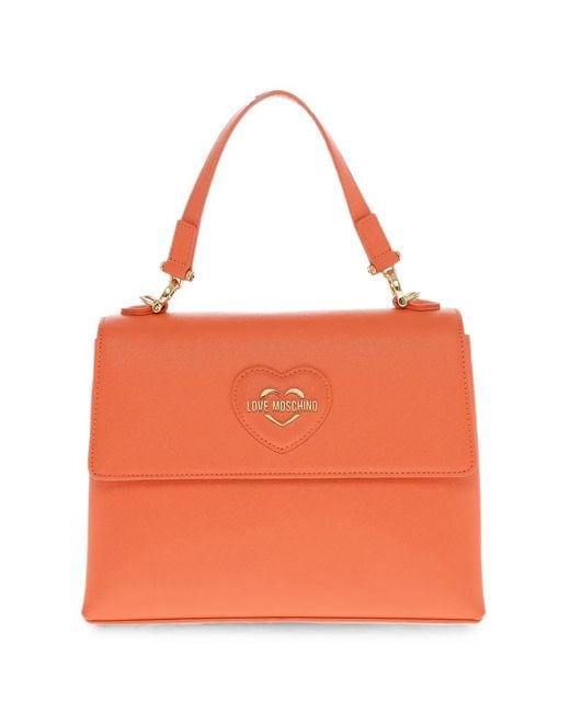 Moschino Orange Logo-Plaque Top-Handle Bag