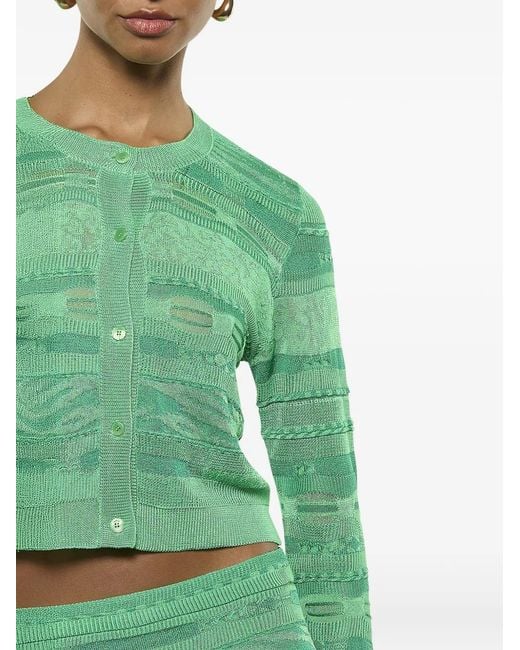 Laneus Green Button-Fastening Cardigan
