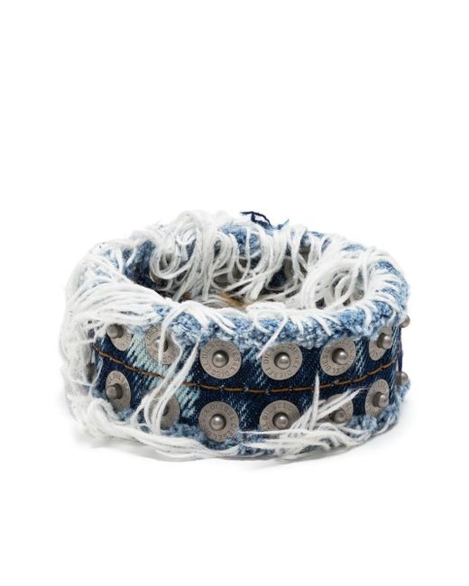 DIESEL Blue Distressed Cuff Bracelet for men