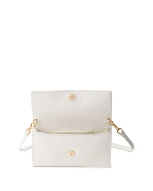 Prada White Triangle-Logo Leather Mini Bag