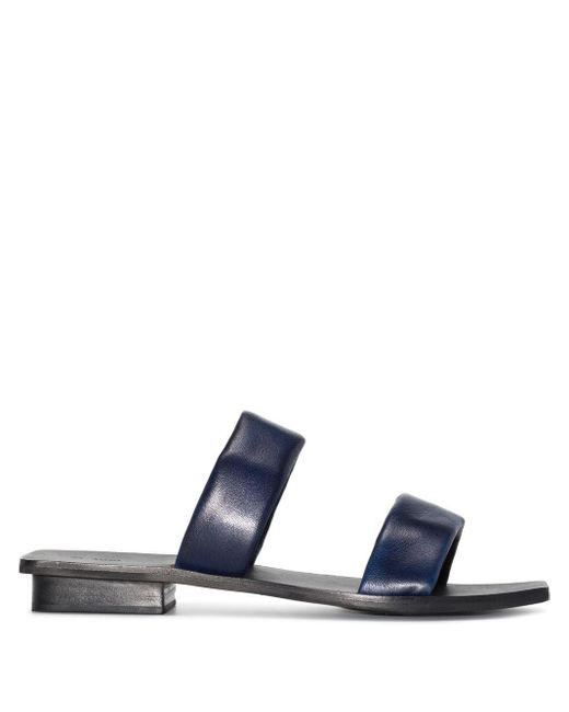 double strap leather slides