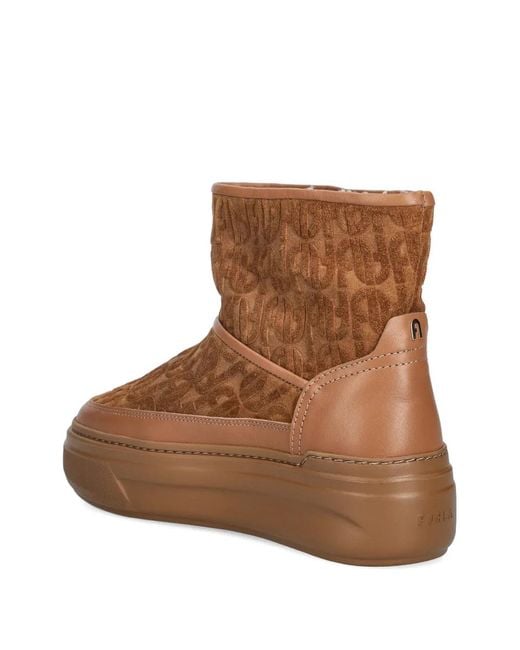 Furla Brown Logo-Embossed Platform Boots
