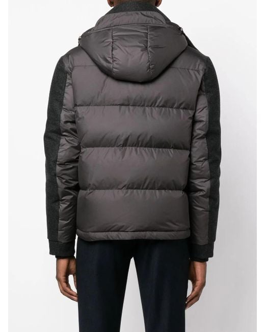 Canali Black Hooded Padded Jacket for men