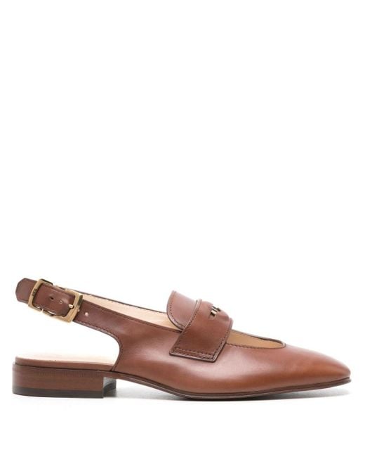 Tod's Brown Coin-detail Slingback Loafers