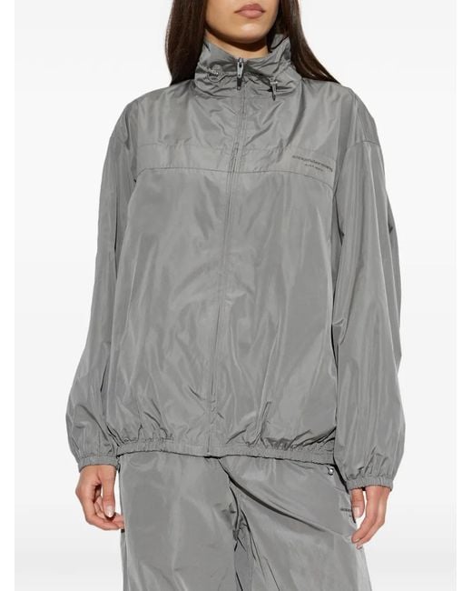 Alexander Wang Gray Gathered Neck Oversized Track Jacket