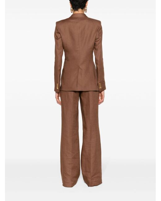 Tagliatore Brown Double-breasted Linen Suit