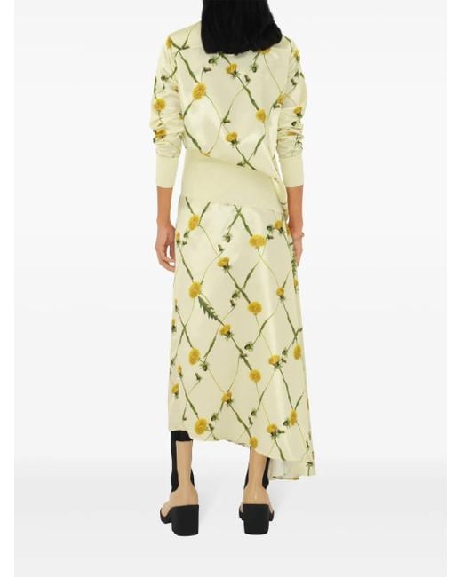 Burberry Yellow Dandelion-Print Asymmetric Skirt