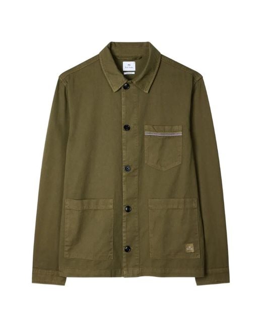 Paul Smith Green Stitch-Stripe Shirt Jacket for men
