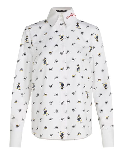 Karl Lagerfeld White X Disney All-Over Graphic-Print Shirt