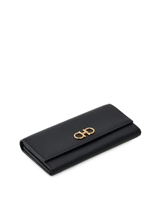 Ferragamo Black Gancini Wallet With Chain