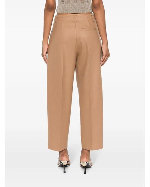 Erika Cavallini Semi Couture Natural Pressed-Crease Gabardine Trousers