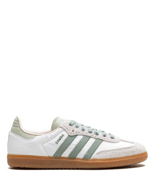 Adidas White Samba "silver Green" Sneakers