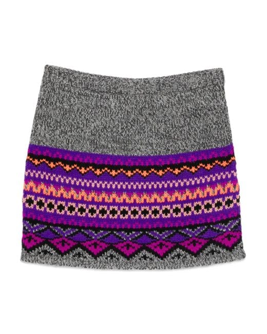 Anna Sui Purple Geometric-Pattern Mini Skirt