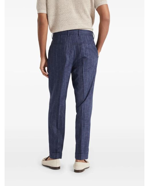 Brunello Cucinelli Blue Striped Trousers for men