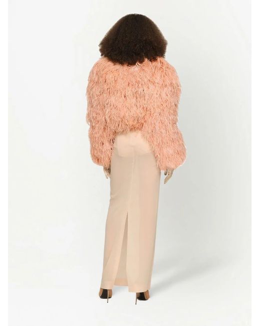 Dolce & Gabbana Pink Kim Dolce&Gabbana Feather-Trim Bolero Jacket