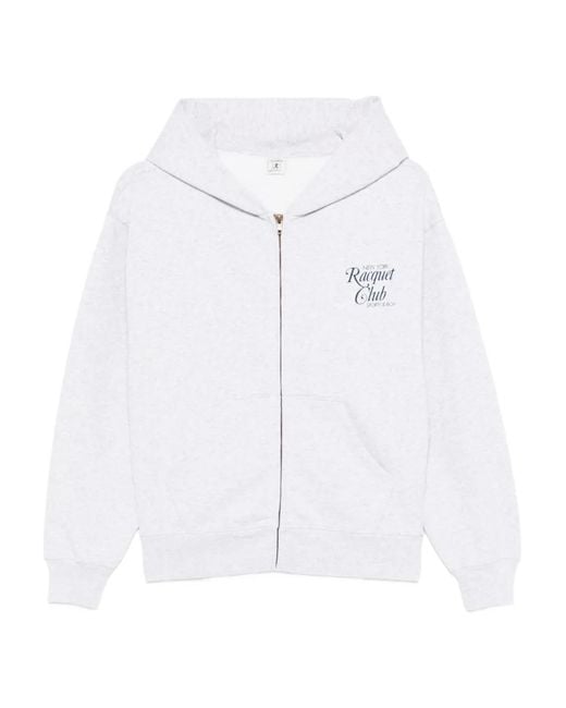Sporty & Rich White Hoodie À Fermeture Zippée
