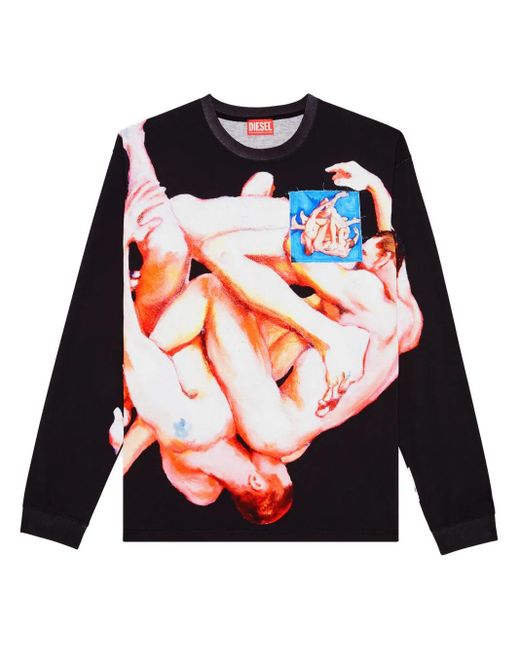 T-Shirt Con Stampa Grafica X Toff di DIESEL in Blue