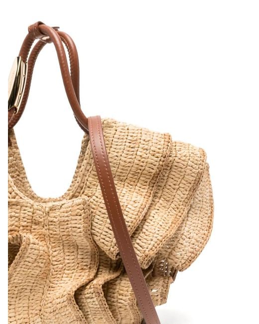 Zimmermann Natural Small Goldentime Ruffled Raffia Tote Bag