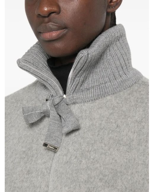 Herno Gray High-Neck Cap-Sleeve Jacket