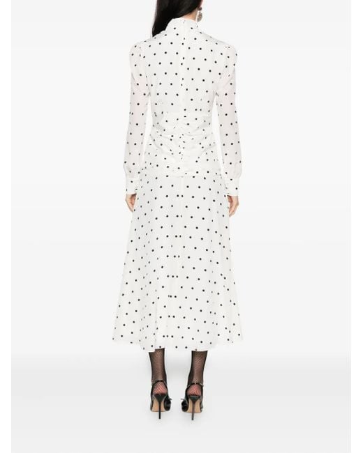Abito A Pois Con Cintura di Alessandra Rich in White