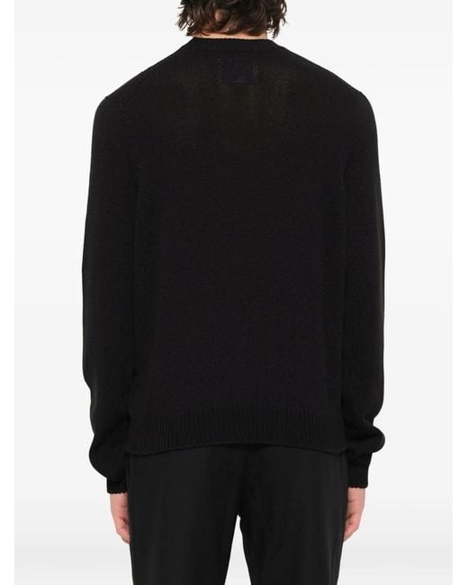 Jil Sander Black Pointelle-Knit Sweater for men