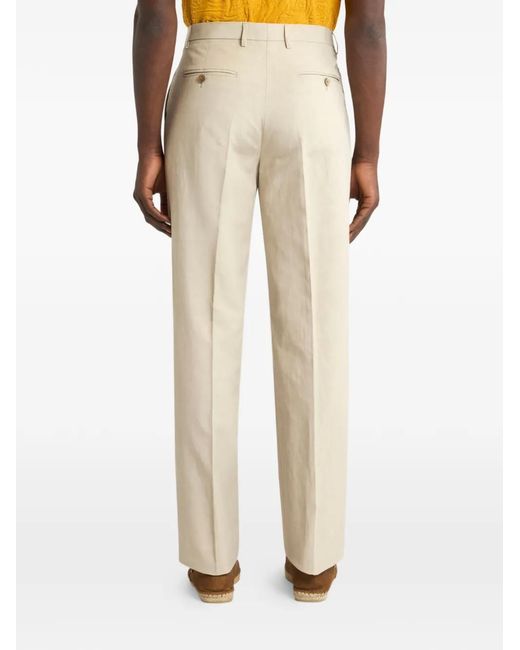 Etro Natural Pleated Silk-Blend Trousers for men