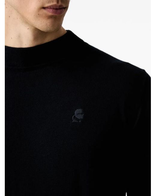 Karl Lagerfeld Black Logo-Embroidered Sweater for men