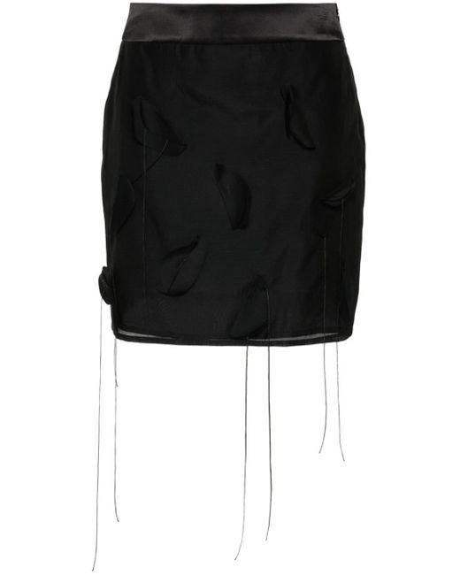 Peserico Black Appliqué-detail Organza Mini Skirt