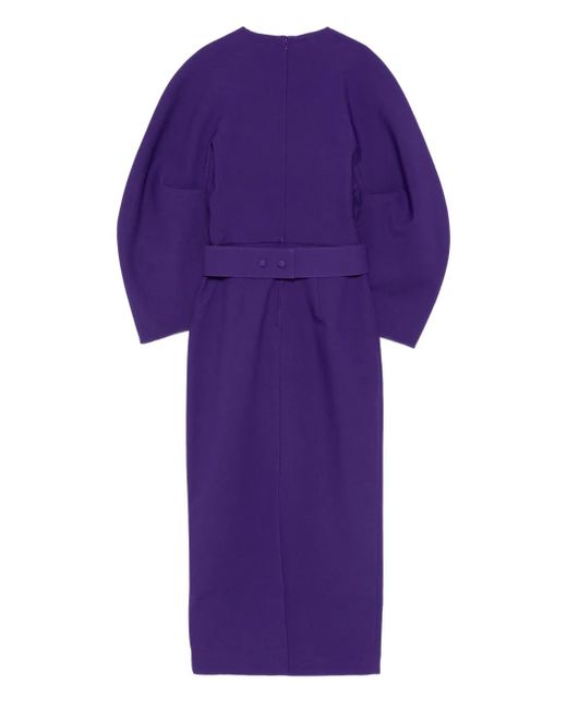 Solace London Purple The Allegra Puff-Sleeve Belted Maxi Dress