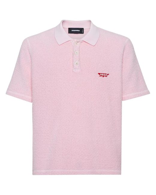 DSquared² Pink Logo-Appliqué Polo Shirt for men
