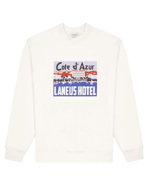 Laneus White Graphic-Print Sweatshirt